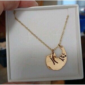 Onefinity Sloth Necklace Goldtone Hanging Sloth Charm On Chain 19 Inch